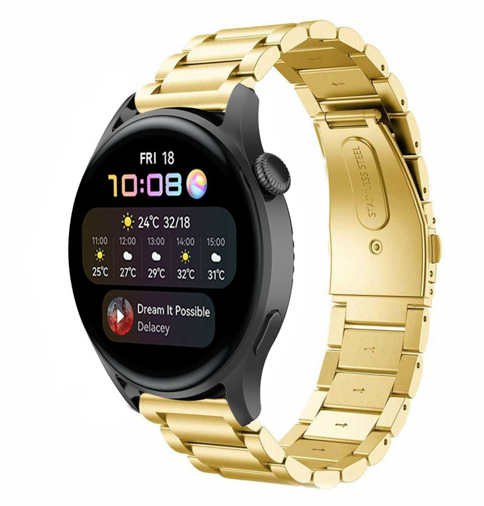 Strap-it® Strap-it Huawei Watch 3/3 Pro Stahlarmband (Gold)
