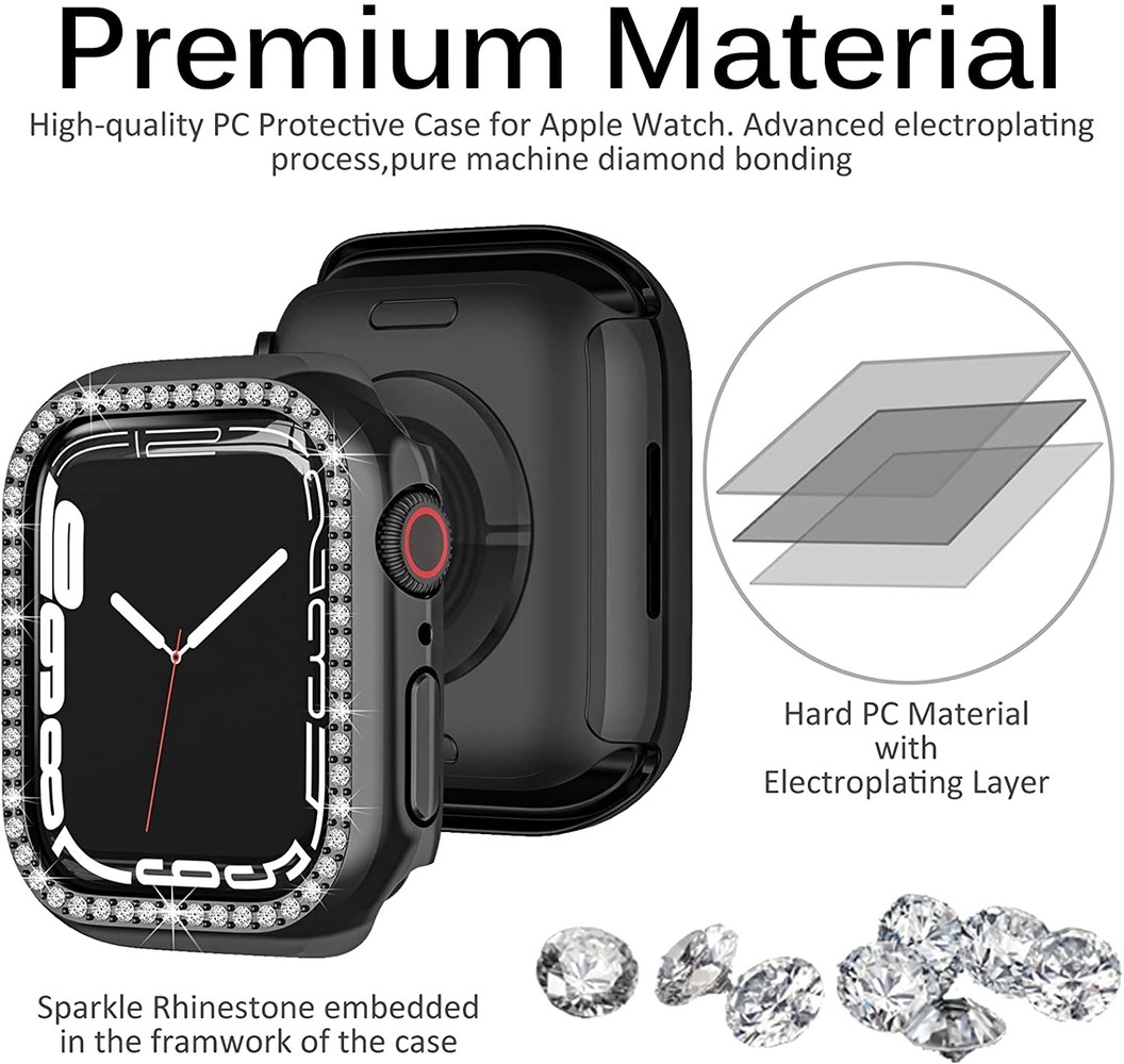Strap-it® Strap-it Apple Watch 7/8/9 Diamond PC Hardcase 45mm (Schwarz)
