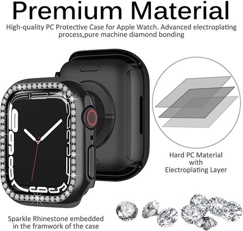 Strap-it® Strap-it Apple Watch 7/8/9 Diamond PC Hardcase 45mm (Schwarz)