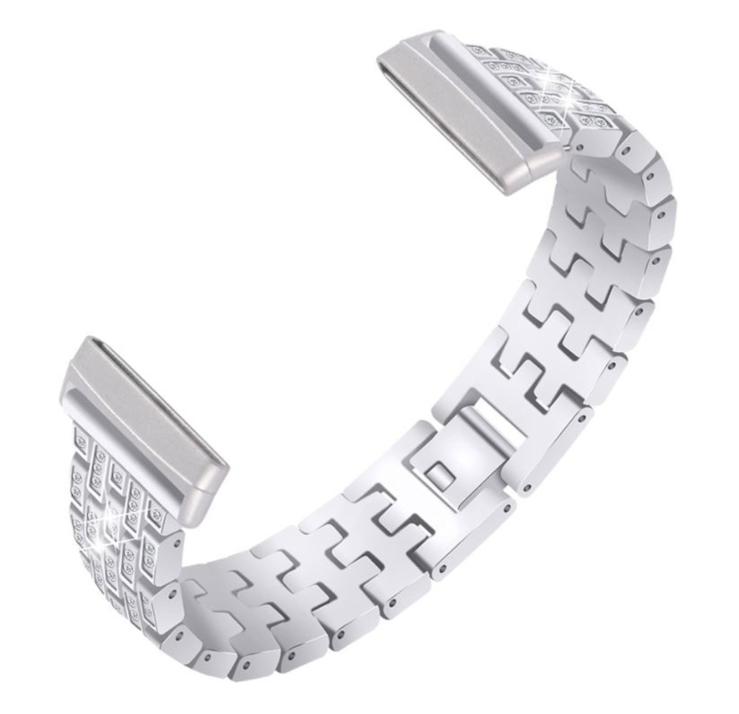 Strap-it® Strap-it Silver Diamond Fitbit Versa 3 Armband Strap-it® Strap-it Silver Diamond Fitbit Versa 3 Armband