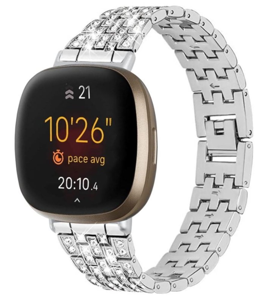 Strap-it® Strap-it Silver Diamond Fitbit Sense Armband Strap-it® Strap-it Silver Diamond Fitbit Sense Armband