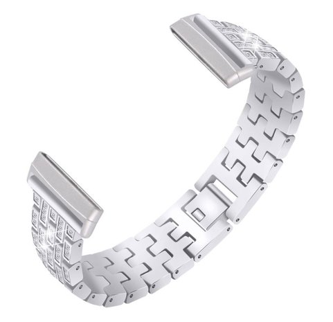 Strap-it® Strap-it Silver Diamond Fitbit Sense Armband Strap-it® Strap-it Silver Diamond Fitbit Sense Armband
