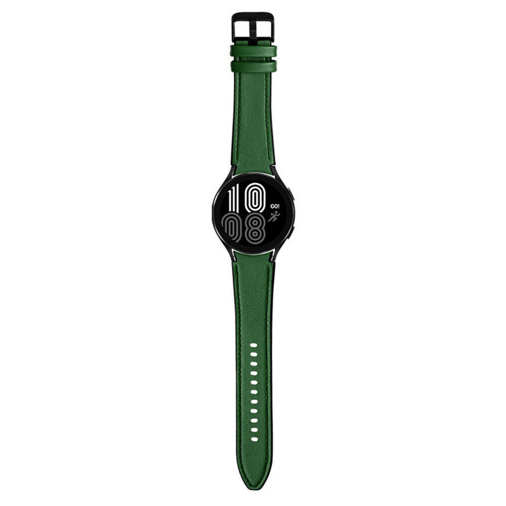 Strap-it® Strap-it Samsung Galaxy Watch 4 Classic 42mm Hybrid- Lederarmband (Grün)