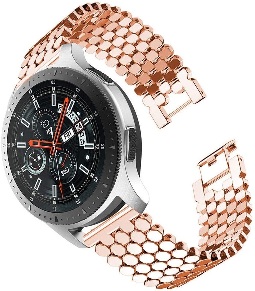 Strap-it® Strap-it Samsung Galaxy Watch 46mm Stahl-Fischarmband (Roségold)