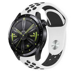 Strap-it® Huawei Watch GT 3 46mm Sportarmband (Weiß/Schwarz) Strap-it® Huawei Watch GT 3 46mm Sportarmband (Weiß/Schwarz)