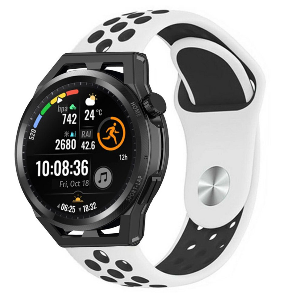 Strap-it® Strap-it Huawei Watch GT Runner Sportarmband (Weiß/Schwarz)