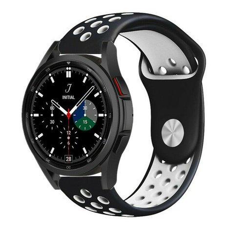 Strap-it® Strap-it Samsung Galaxy Watch 4 Classic 46mm Sportarmband (Schwarz/Weiß)