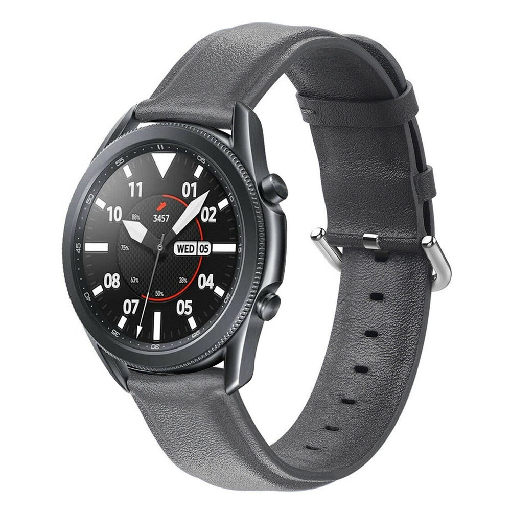 Strap-it® Strap-it Samsung Galaxy Watch 3 45mm Lederarmband (Dunkelgrau) Strap-it® Strap-it Samsung Galaxy Watch 3 45mm Lederarmband (Dunkelgrau)