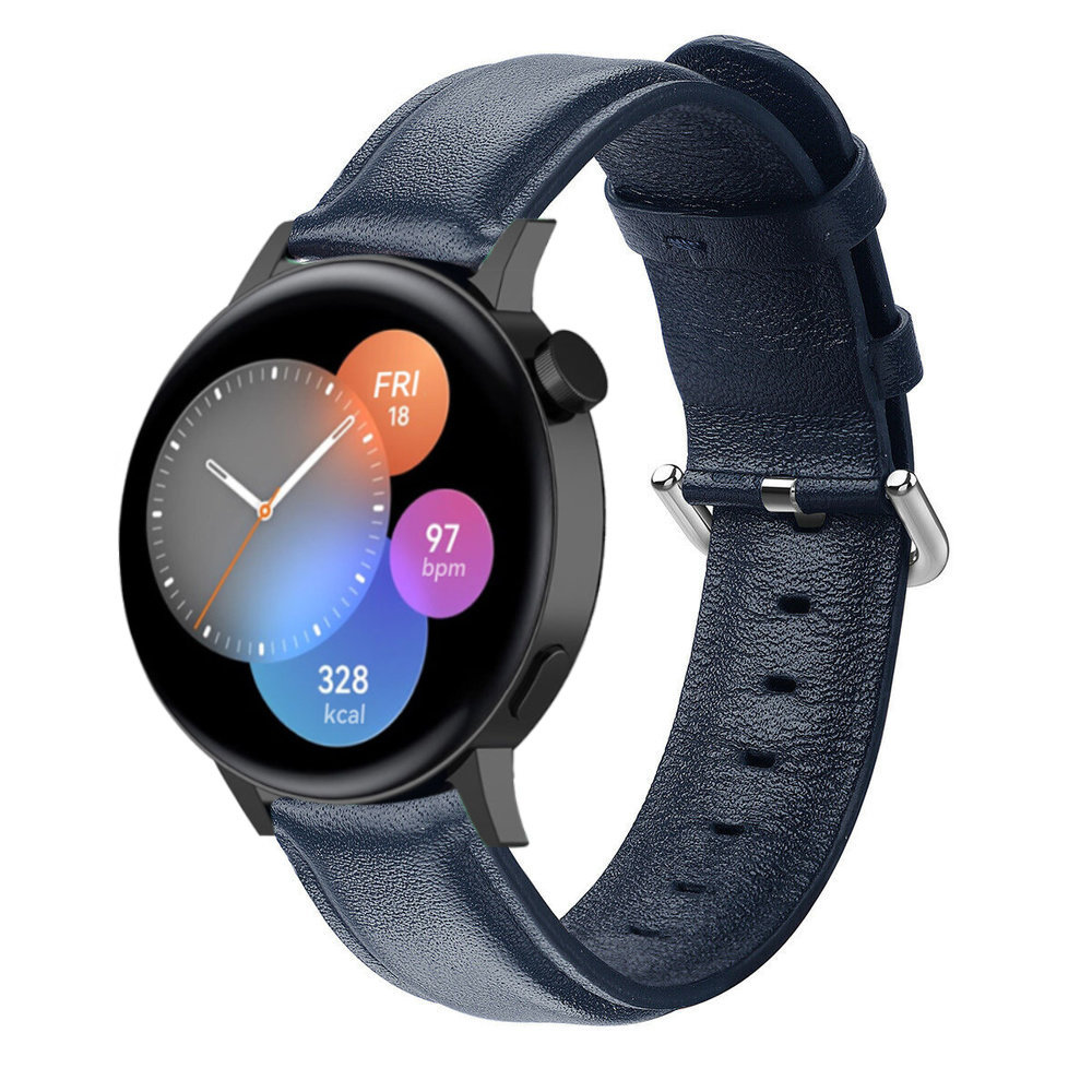 Strap-it® Strap-it Huawei Watch GT 3 42mm Lederarmband (Dunkelblau)