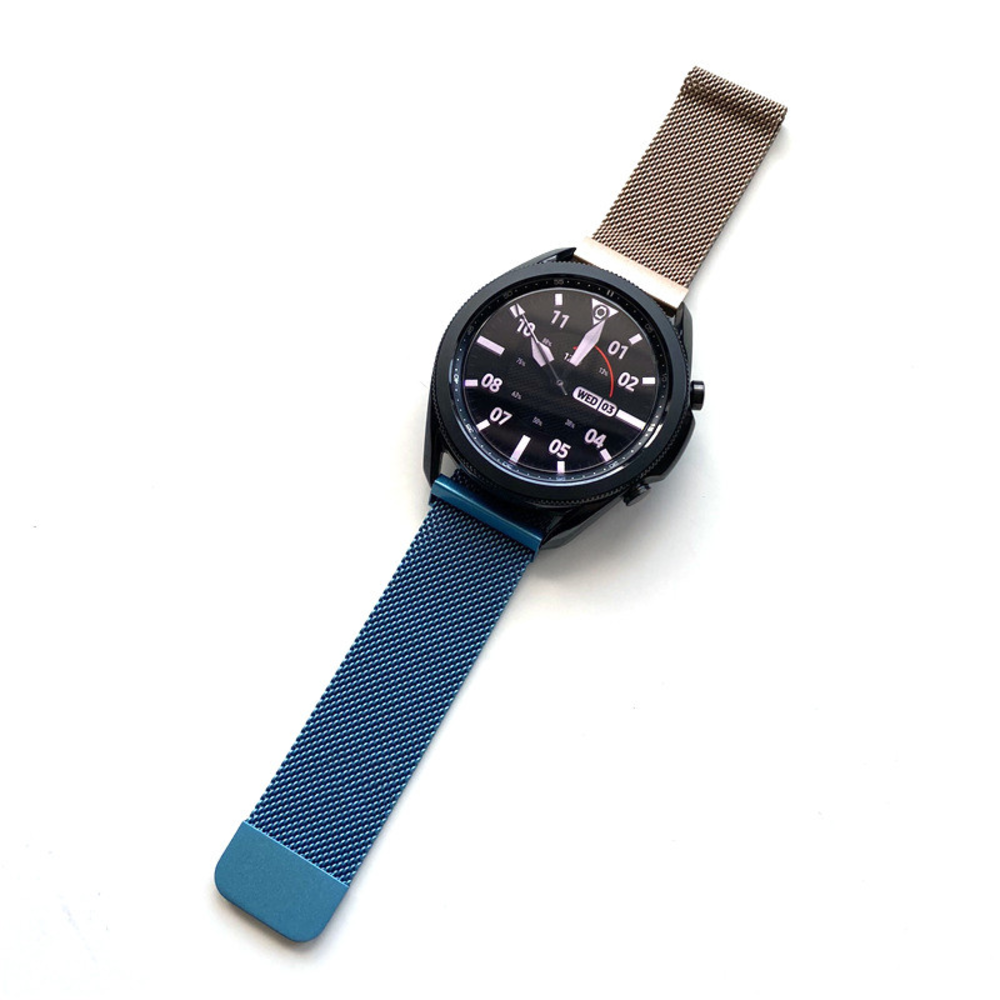 Strap-it® Strap-it Samsung Galaxy Watch 3 45mm Milanese Armband (Blau/Gold)