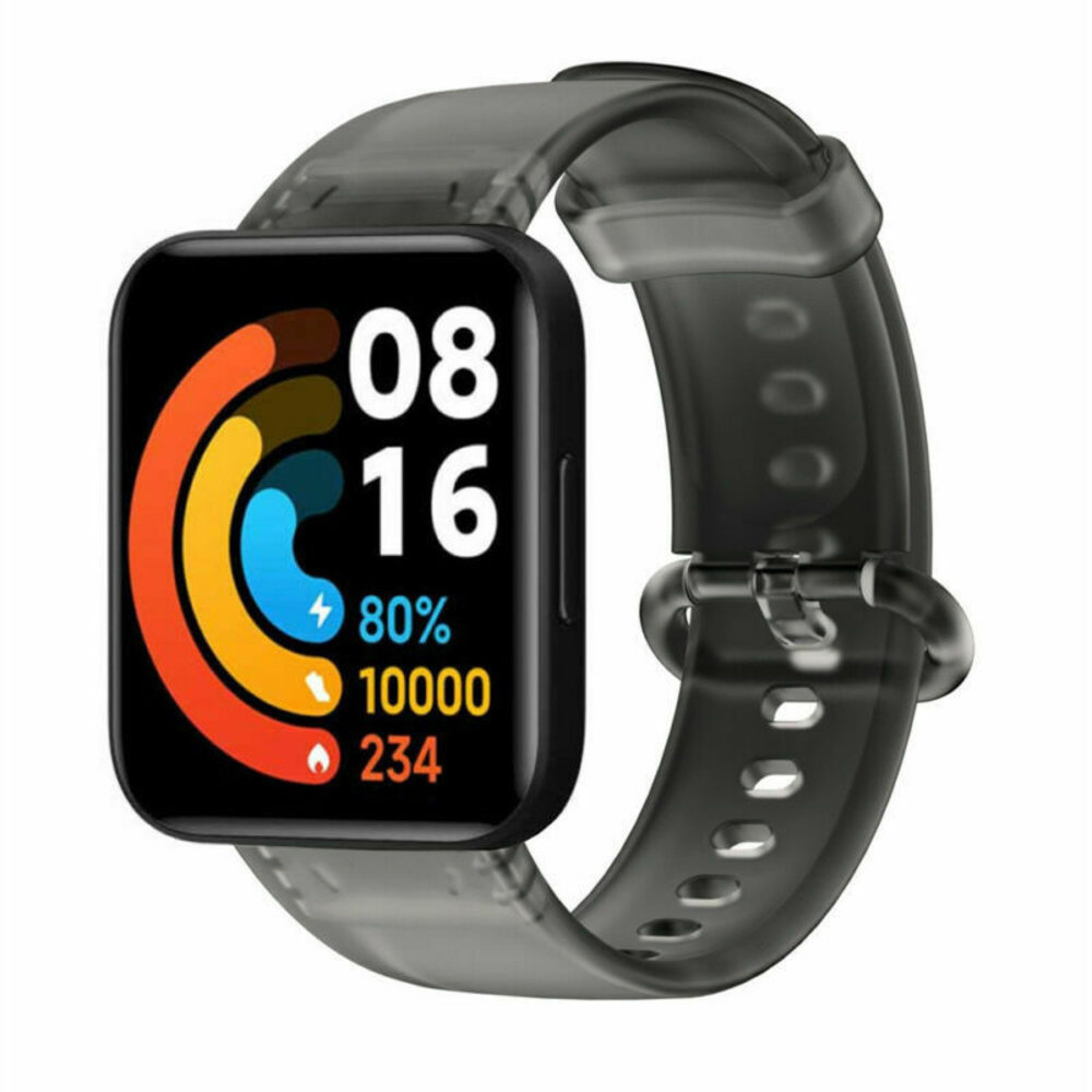 Strap-it® Strap-it Redmi Watch 2 (Lite) transparentes Silikonarmband (Schwarz)