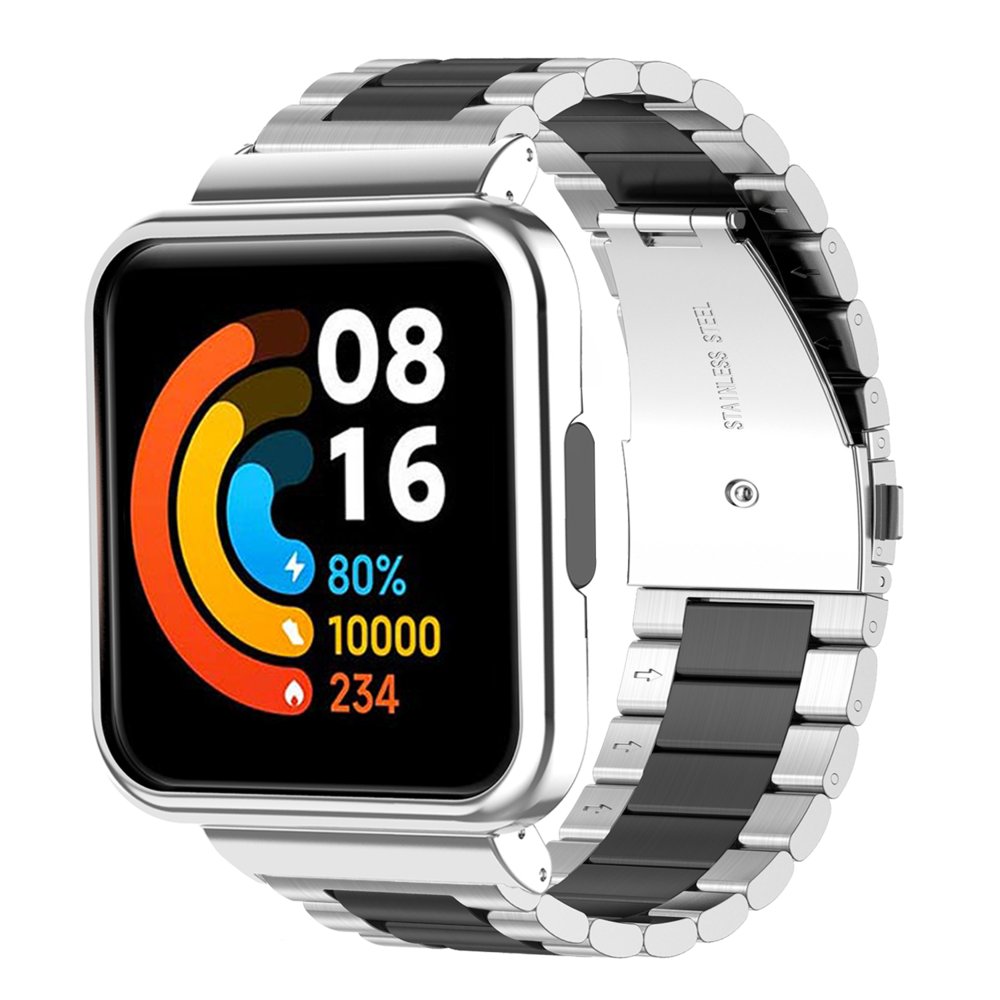 Strap-it® Strap-it Redmi Watch 2 Lite Stahlarmband (Silber/Schwarz)