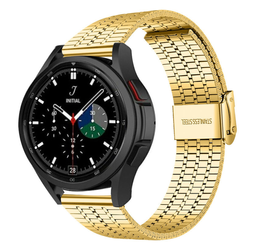 Strap-it® Strap-it Samsung Galaxy Watch 4 Classic 42mm Edelstahlarmband (Gold)