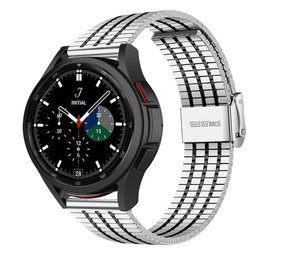 Strap-it® Samsung Galaxy Watch 4 Classic 42mm Edelstahlarmband (Silber/Schwarz) Strap-it® Samsung Galaxy Watch 4 Classic 42mm Edelstahlarmband (Silber/Schwarz)