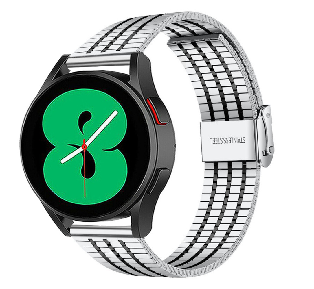 Strap-it® Strap-it Samsung Galaxy Watch 4 - 40mm Edelstahlarmband (Silber/Schwarz)