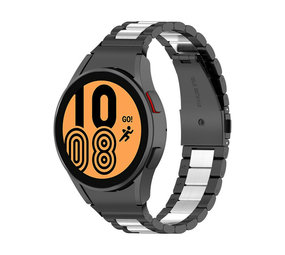 Strap-it® Samsung Galaxy Watch 4 - 40mm Stahlgliederband (Schwarz/Silber) Strap-it® Samsung Galaxy Watch 4 - 40mm Stahlgliederband (Schwarz/Silber)