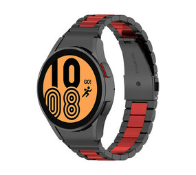 Strap-it® Samsung Galaxy Watch 4 - 40mm Stahlgliederband (Schwarz/Rot) Strap-it® Samsung Galaxy Watch 4 - 40mm Stahlgliederband (Schwarz/Rot)