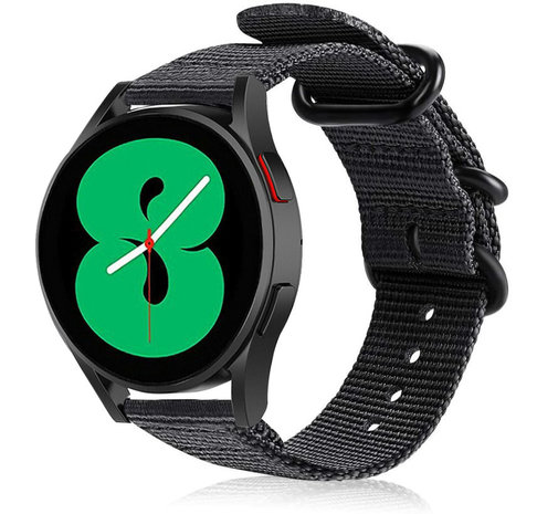 Strap-it® Strap-it Samsung Galaxy Watch 4 - 44mm Nylon-Schnallenarmband (Schwarz)