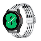 Strap-it® Samsung Galaxy Watch 4 - 44mm Edelstahlarmband (Silber/Schwarz) Strap-it® Samsung Galaxy Watch 4 - 44mm Edelstahlarmband (Silber/Schwarz)