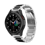 Strap-it® Samsung Galaxy Watch 4 Classic 46mm Stahlarmband (Silber/Schwarz) Strap-it® Samsung Galaxy Watch 4 Classic 46mm Stahlarmband (Silber/Schwarz)