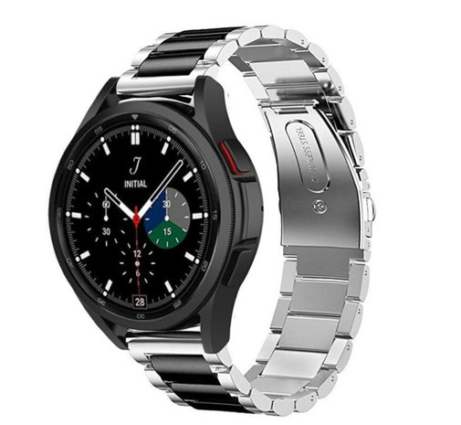 Strap-it® Strap-it Samsung Galaxy Watch 4 Classic 46mm Stahlarmband (Silber/Schwarz) Strap-it® Strap-it Samsung Galaxy Watch 4 Classic 46mm Stahlarmband (Silber/Schwarz)