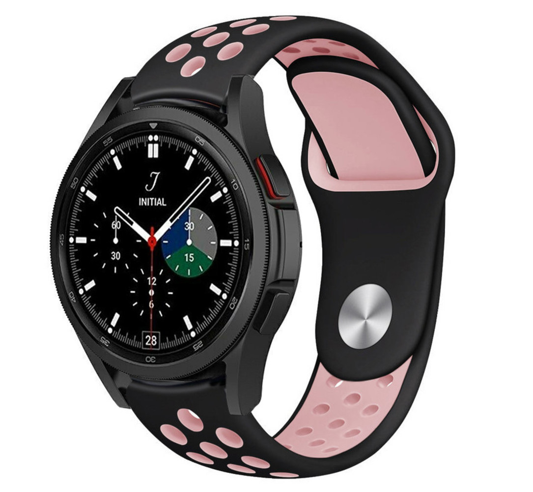 Strap-it® Strap-it Samsung Galaxy Watch 4 Classic 46mm Sportarmband (Schwarz/Rosa)