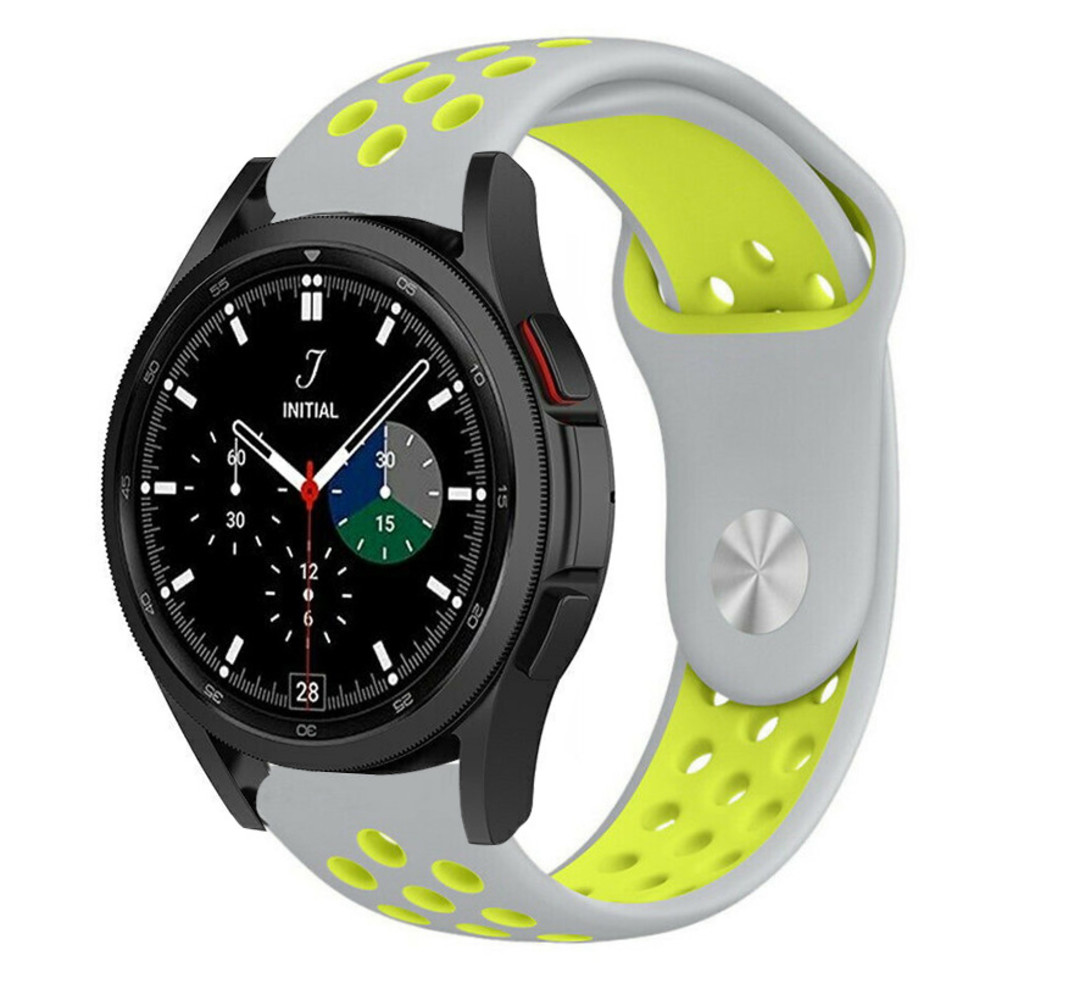 Strap-it® Strap-it Samsung Galaxy Watch 4 Classic 46mm Sportarmband (Grau/Gelb)