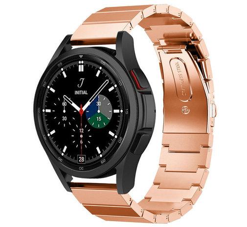 Strap-it® Strap-it Samsung Galaxy Watch 4 Classic 46mm Metallarmband (Roségold)