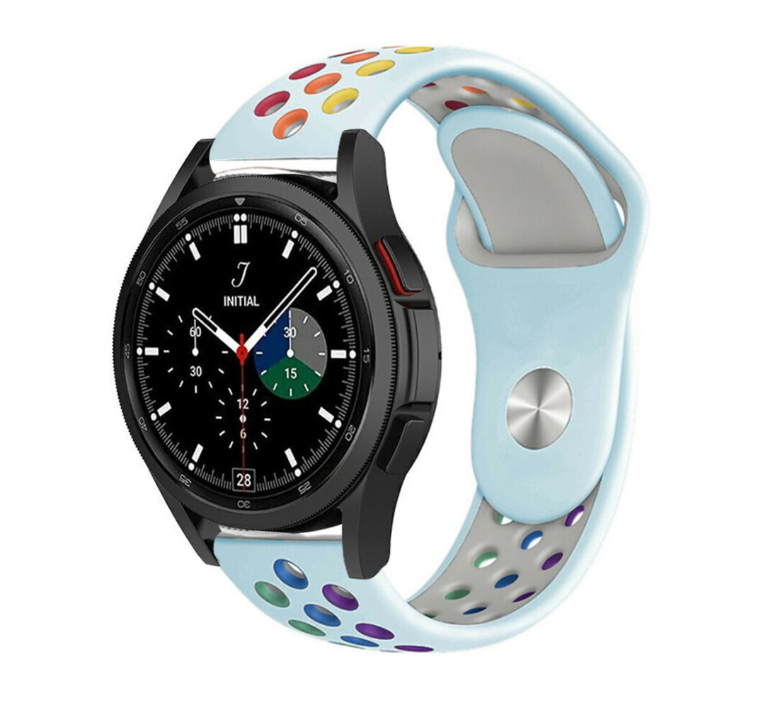 Strap-it® Strap-it Samsung Galaxy Watch 4 Classic 46mm Sportarmband (Hellblau/Bunt)
