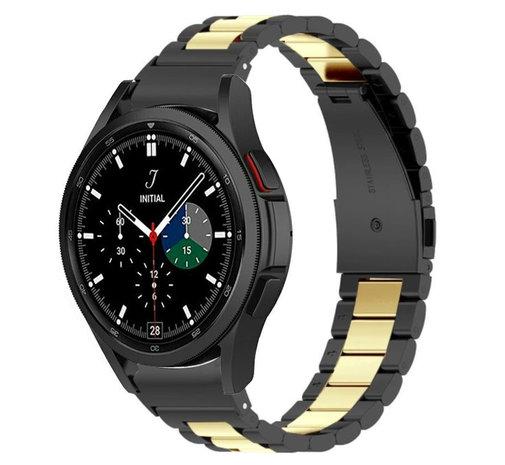 Strap-it® Strap-it Samsung Galaxy Watch 4 Classic 46mm Stahlgliederband (Schwarz/Gold)