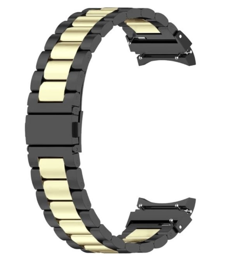 Strap-it® Strap-it Samsung Galaxy Watch 4 Classic 46mm Stahlgliederband (Schwarz/Gold)