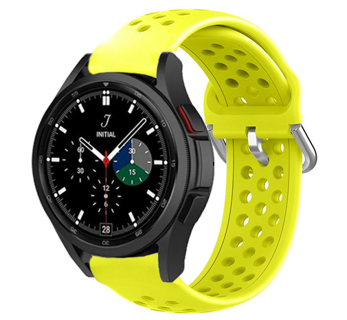 Strap-it® Strap-it Samsung Galaxy Watch 4 Classic 46mm Silikonarmband mit Löchern (Gelb)