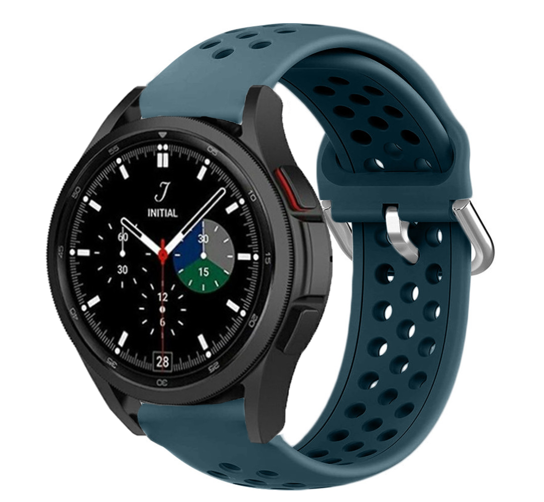 Strap-it® Strap-it Samsung Galaxy Watch 4 Classic 46mm Silikonarmband mit Löchern (Rock Green)