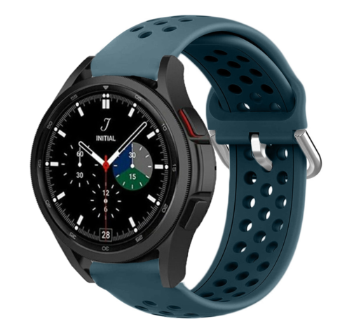 Strap-it® Strap-it Samsung Galaxy Watch 4 Classic 46mm Silikonarmband mit Löchern (Rock Green)