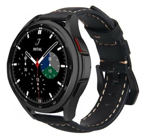 Strap-it® Strap-it Samsung Galaxy Watch 4 Classic 42mm Lederarmband (Schwarz)