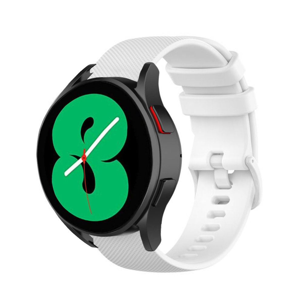 Strap-it® Strap-it Samsung Galaxy Watch 4 44mm Luxus-Silikonarmband (Weiß)