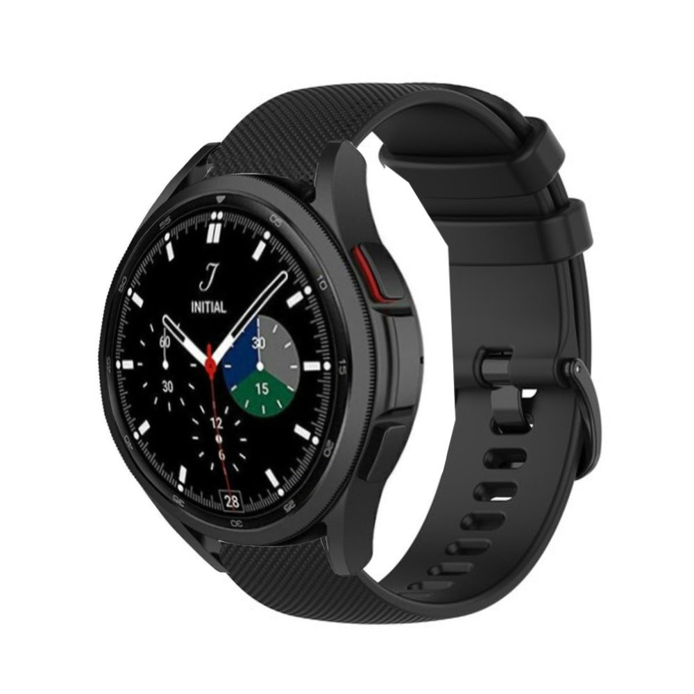 Strap-it® Strap-it Samsung Galaxy Watch 4 Classic 46mm Luxus-Silikonarmband (Schwarz)