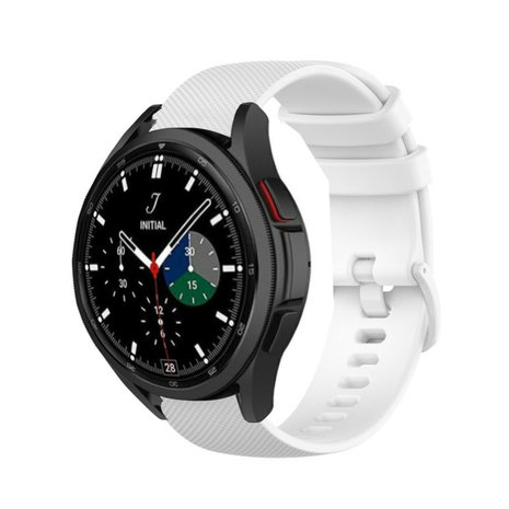 Strap-it® Strap-it Samsung Galaxy Watch 4 Classic 46mm Luxus-Silikonarmband (Weiß)