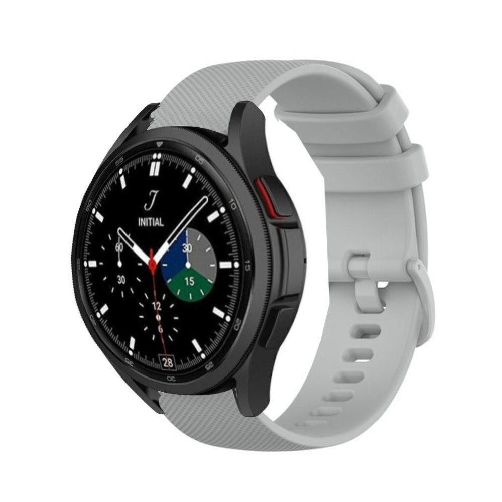 Strap-it® Strap-it Samsung Galaxy Watch 4 Classic 46mm Luxus-Silikonarmband (Grau)