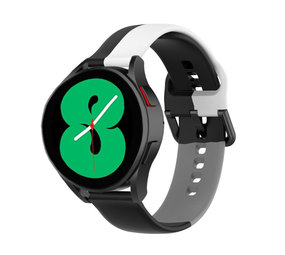 Strap-it® Samsung Galaxy Watch 4 40mm Dreifach-Sportarmband (Schwarz-Weiß-Grau) Strap-it® Samsung Galaxy Watch 4 40mm Dreifach-Sportarmband (Schwarz-Weiß-Grau)