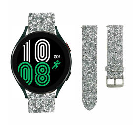 Strap-it® Samsung Galaxy Watch 4 44mm Glitzerlederarmband (Silber) Strap-it® Samsung Galaxy Watch 4 44mm Glitzerlederarmband (Silber)