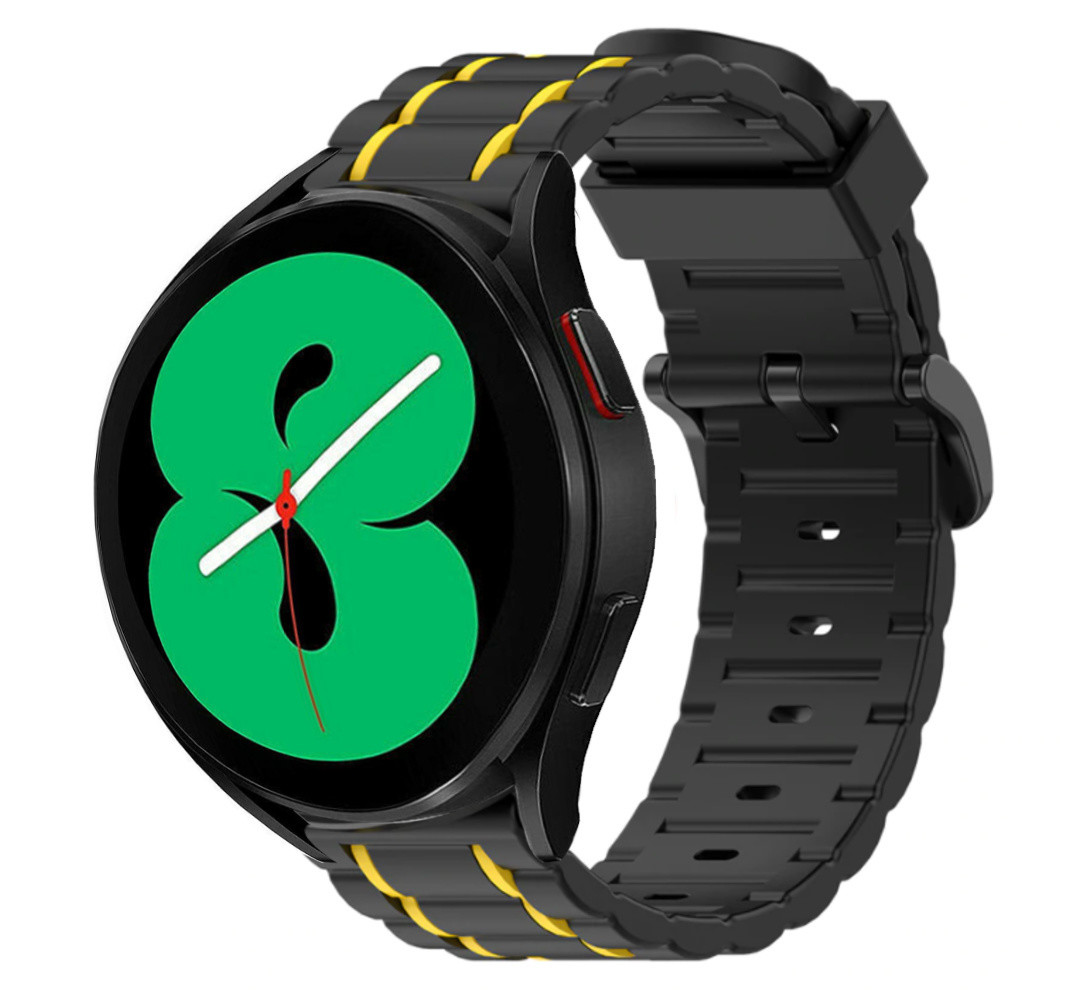 Strap-it® Strap-it Samsung Galaxy Watch 4 44mm Sportschnallenarmband (Schwarz/Gelb)