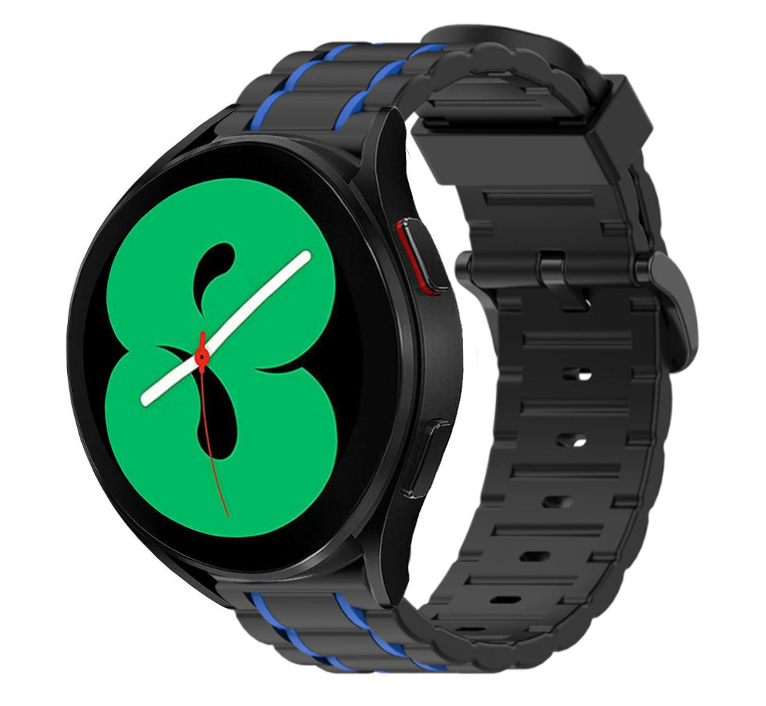 Strap-it® Strap-it Samsung Galaxy Watch 4 44mm Sportschnallenarmband (Schwarz/Blau)