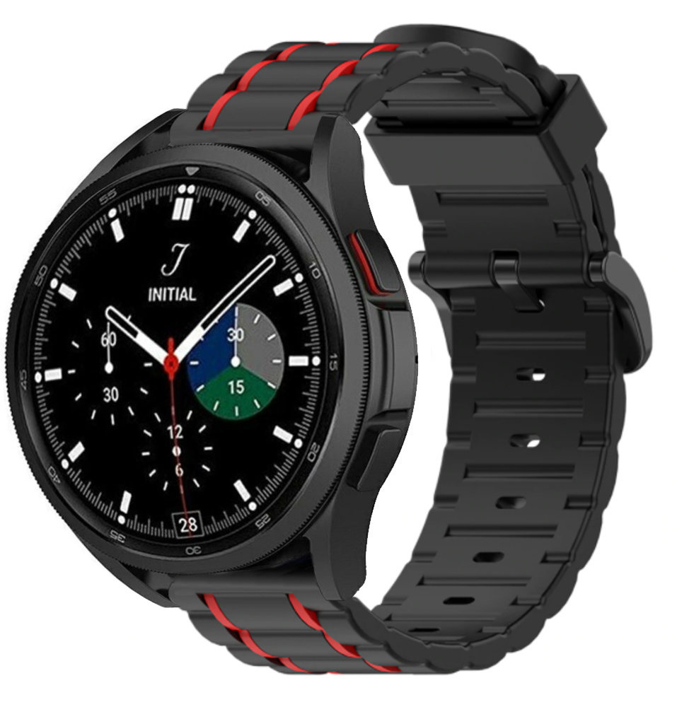 Strap-it® Strap-it Samsung Galaxy Watch 4 classic 42mm Sportschnallenband (Schwarz/Rot)