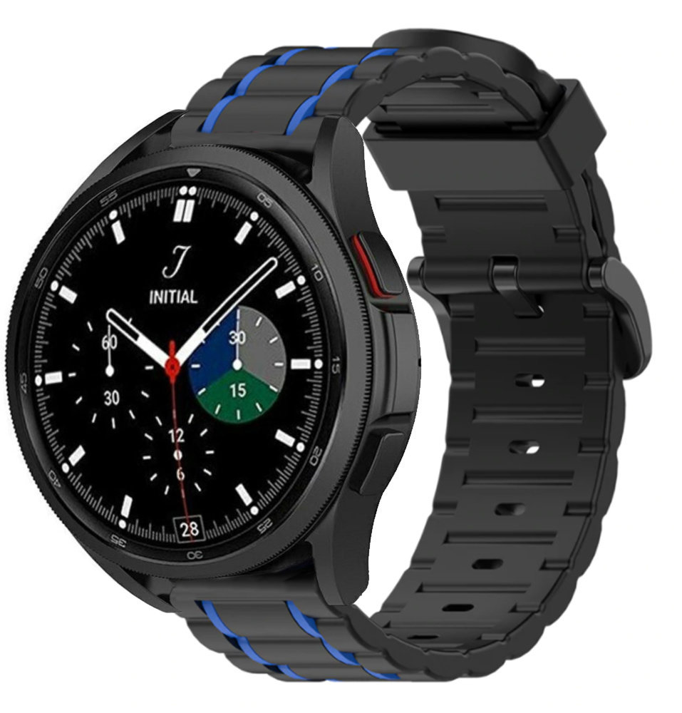 Strap-it® Strap-it Samsung Galaxy Watch 4 classic 42mm Sportschnallenband (Schwarz/Blau)