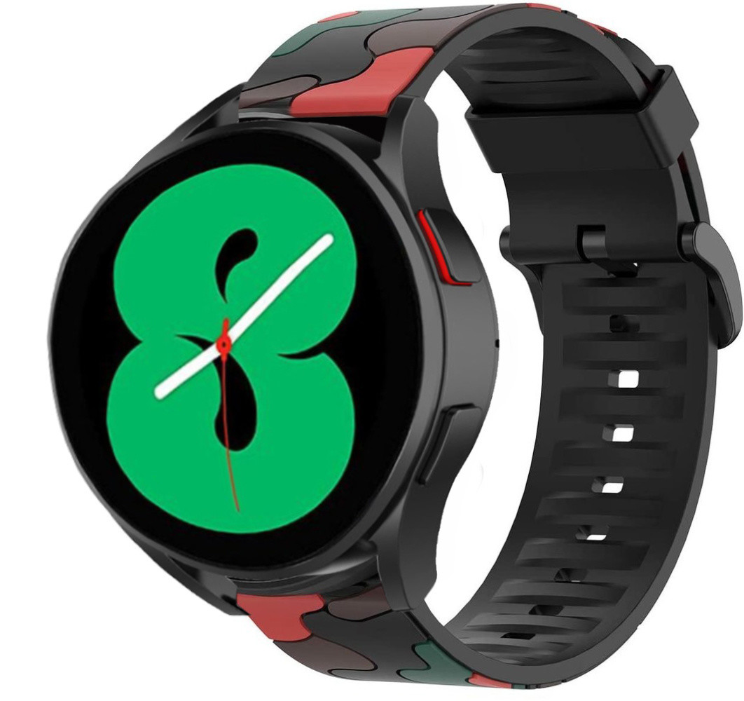 Strap-it® Strap-it Samsung Galaxy Watch 4 44mm Camouflage Armband (Rot)