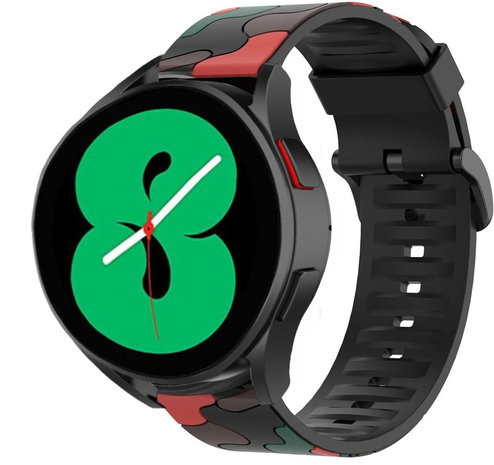 Strap-it® Strap-it Samsung Galaxy Watch 4 44mm Camouflage Armband (Rot)