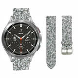 Strap-it® Samsung Galaxy Watch 4 Classic 42mm Glitzerlederarmband (Silber) Strap-it® Samsung Galaxy Watch 4 Classic 42mm Glitzerlederarmband (Silber)