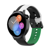 Strap-it® Huawei Watch GT3 42mm Dreifach-Sportarmband (Schwarz-Weiß-Grün) Strap-it® Huawei Watch GT3 42mm Dreifach-Sportarmband (Schwarz-Weiß-Grün)