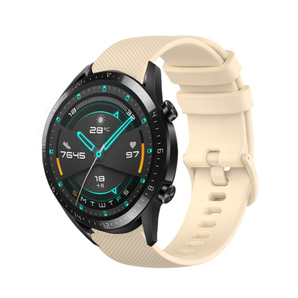 Strap-it® Strap-it Huawei Watch GT 2 Luxus Silikonarmband (Beige)